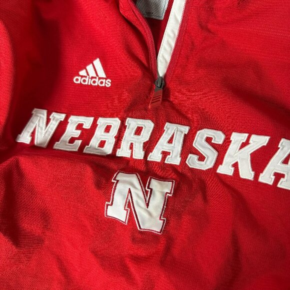 Adidas Men's Large Quarter Zip Pull Over Jacket (Nebraska) Meshed Lined - Picture 3 of 7
